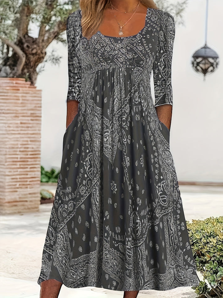ELOWEN | Relaxed Long Sleeve Midi Dress