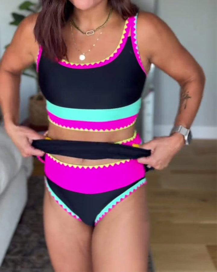 Myra | Chic Three-Piece Color Block Swimwear