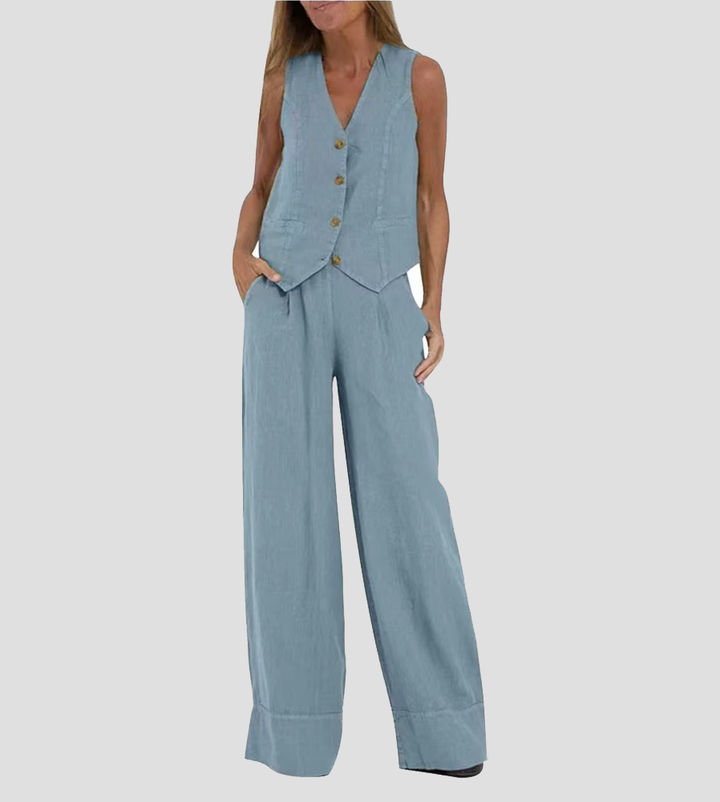 Aira - Button-Up Vest & Wide-Leg Trousers