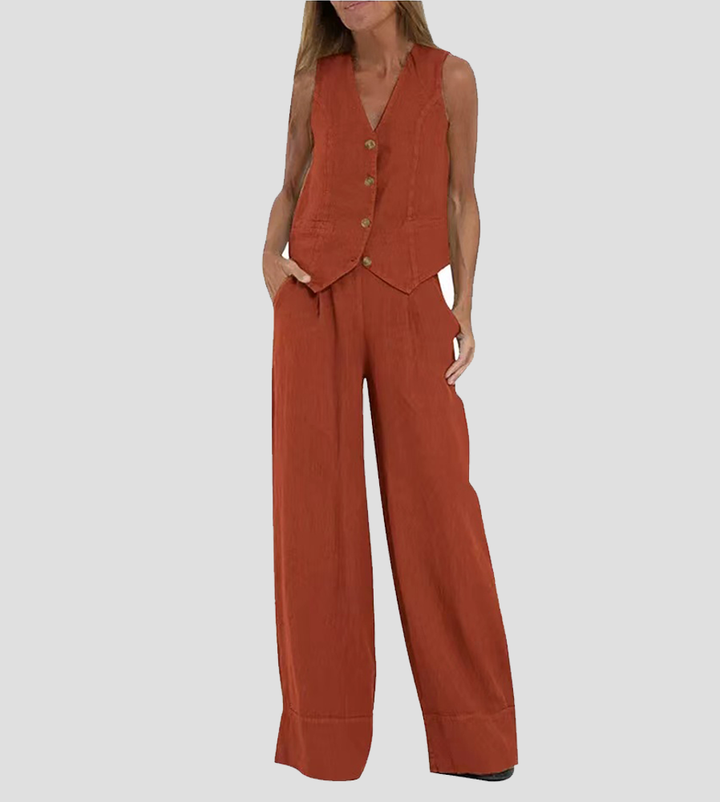 Aira - Button-Up Vest & Wide-Leg Trousers