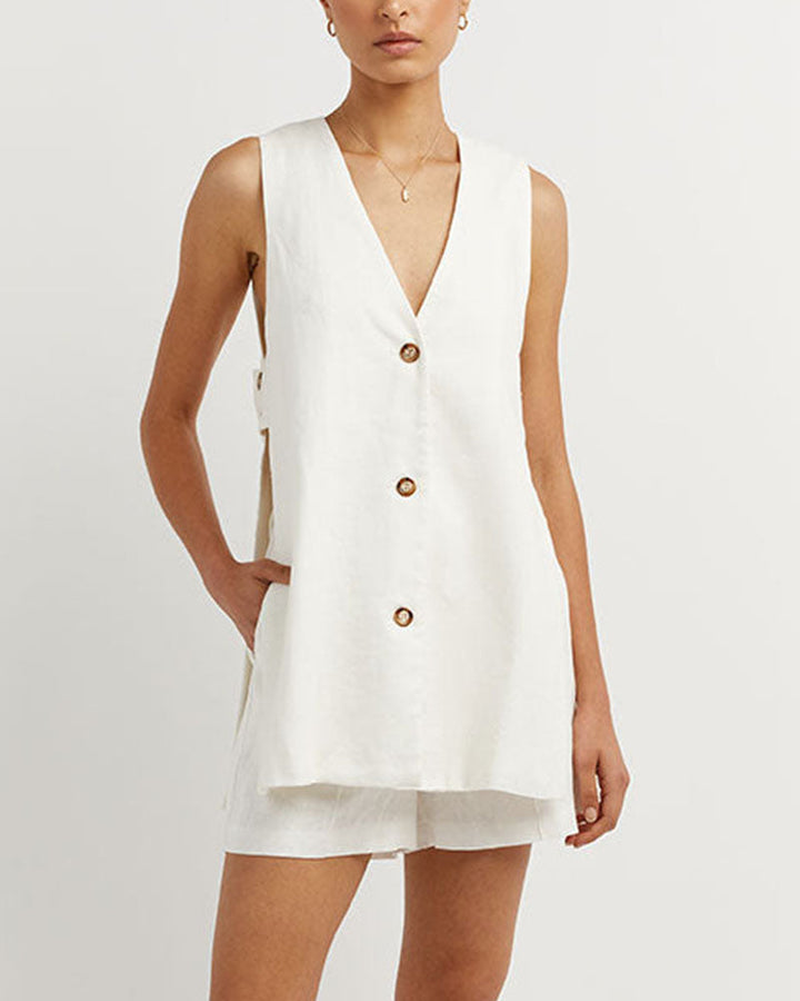 Fiona - Sleeveless Button-Up Ensemble
