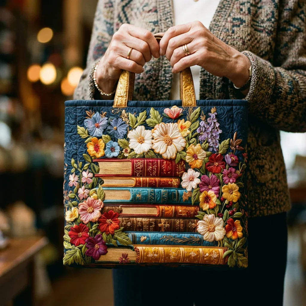 Handcrafted Floral Library Bag