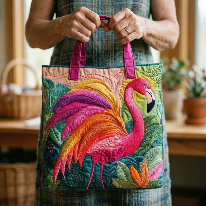 Artisan Flamingo and Rainbow Tote Bag