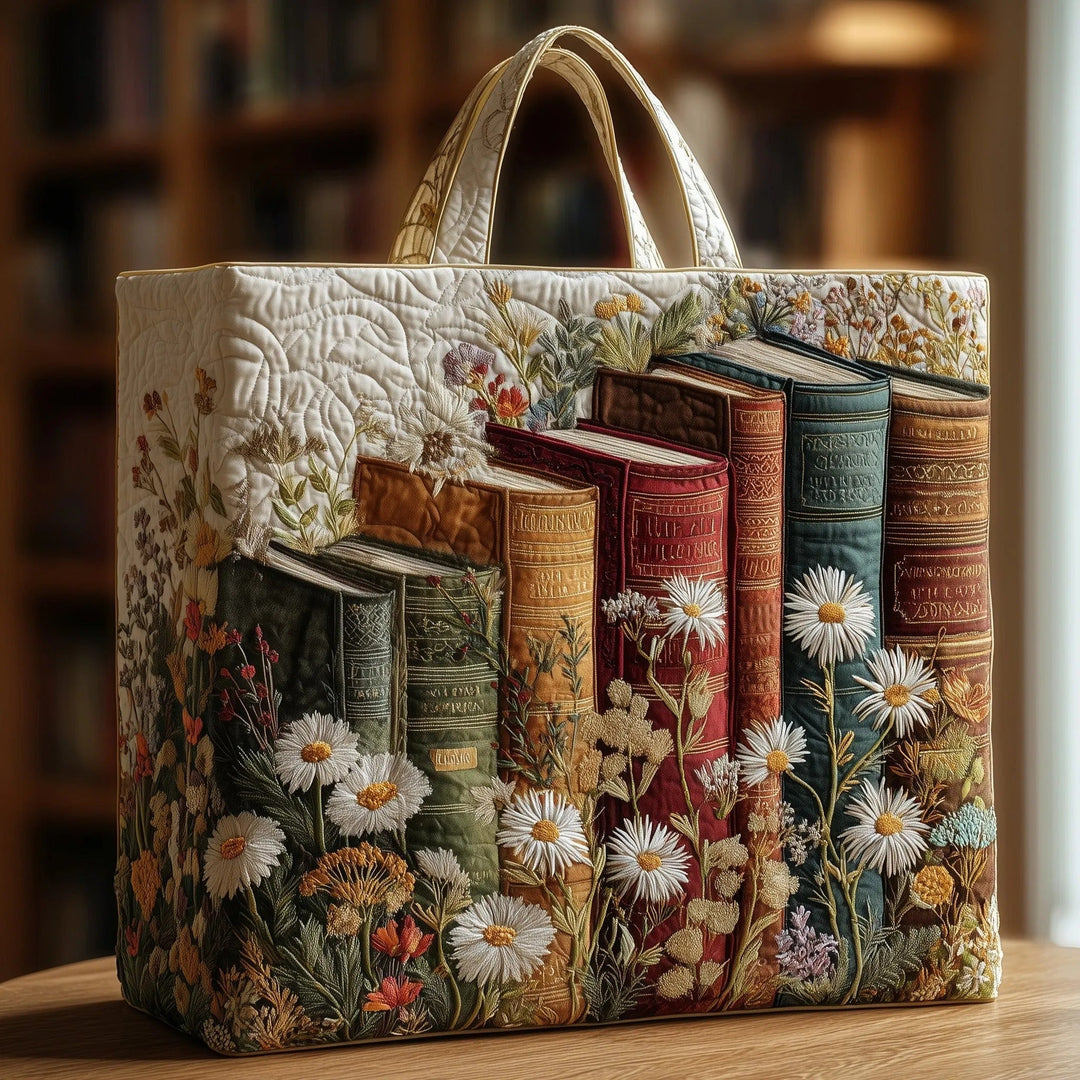 Handcrafted Tote - Books & Blooms