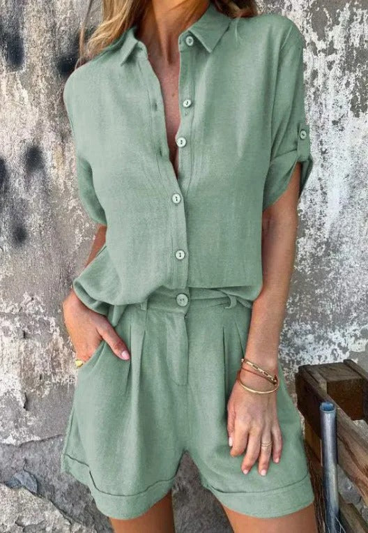Melda - Casual Button-Up Ensemble